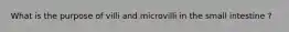 What is the purpose of villi and microvilli in the small intestine ?