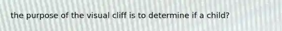 the purpose of the visual cliff is to determine if a child?