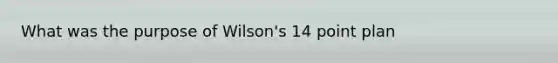 What was the purpose of Wilson's 14 point plan