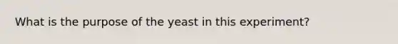 What is the purpose of the yeast in this experiment?