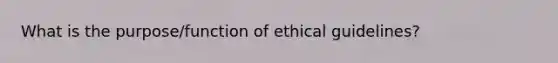 What is the purpose/function of ethical guidelines?