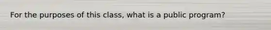 For the purposes of this class, what is a public program?