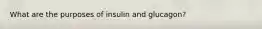 What are the purposes of insulin and glucagon?