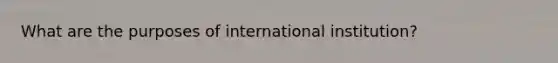 What are the purposes of international institution?