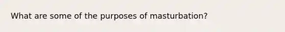 What are some of the purposes of masturbation?