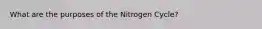 What are the purposes of the Nitrogen Cycle?