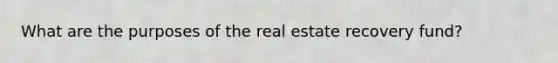 What are the purposes of the real estate recovery fund?