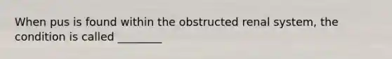 When pus is found within the obstructed renal system, the condition is called ________