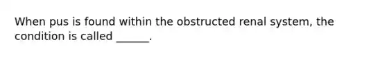 When pus is found within the obstructed renal system, the condition is called ______.