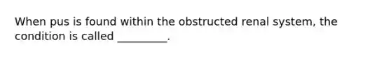 When pus is found within the obstructed renal system, the condition is called _________.