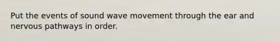 Put the events of sound wave movement through the ear and nervous pathways in order.