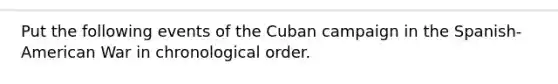 Put the following events of the Cuban campaign in the Spanish-American War in chronological order.