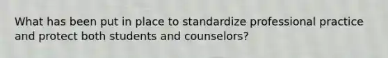 What has been put in place to standardize professional practice and protect both students and counselors?