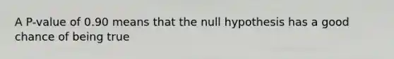 A P-value of 0.90 means that the null hypothesis has a good chance of being true