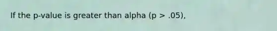 If the p-value is greater than alpha (p > .05),