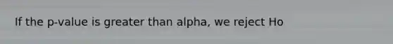 If the p-value is greater than alpha, we reject Ho