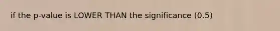 if the p-value is LOWER THAN the significance (0.5)