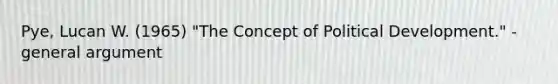 Pye, Lucan W. (1965) "The Concept of Political Development." - general argument