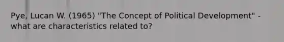 Pye, Lucan W. (1965) "The Concept of Political Development" - what are characteristics related to?