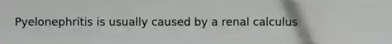 Pyelonephritis is usually caused by a renal calculus