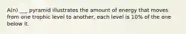 A(n) ___ pyramid illustrates the amount of energy that moves from one trophic level to another, each level is 10% of the one below it.