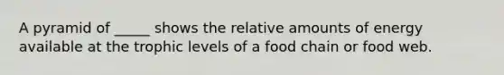 A pyramid of _____ shows the relative amounts of energy available at the trophic levels of a food chain or food web.