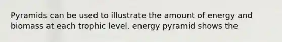 Pyramids can be used to illustrate the amount of energy and biomass at each trophic level. energy pyramid shows the