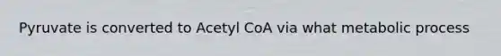 Pyruvate is converted to Acetyl CoA via what metabolic process