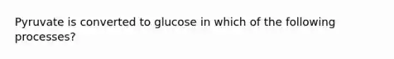 Pyruvate is converted to glucose in which of the following processes?