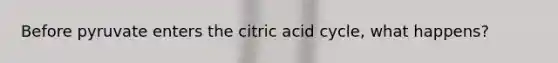 Before pyruvate enters the citric acid cycle, what happens?