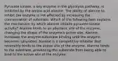 Pyruvate kinase, a key enzyme in the glycolysis pathway, is inhibited by the amino acid alanine. The ability of alanine to inhibit the enzyme is not affected by increasing the concentration of substrate. Which of the following best explains the mechanism by which alanine inhibits pyruvate kinase activity? Alanine binds to an allosteric site of the enzyme, changing the shape of the enzyme's active site. Alanine increases the enzyme-substrate binding until the enzyme becomes saturated. Alanine is a competitive inhibitor that reversibly binds to the active site of the enzyme. Alanine binds to the substrate, preventing the substrate from being able to bind to the active site of the enzyme.