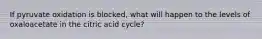 If pyruvate oxidation is blocked, what will happen to the levels of oxaloacetate in the citric acid cycle?