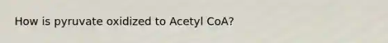 How is pyruvate oxidized to Acetyl CoA?