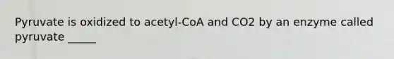 Pyruvate is oxidized to acetyl-CoA and CO2 by an enzyme called pyruvate _____