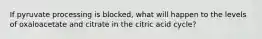 If pyruvate processing is blocked, what will happen to the levels of oxaloacetate and citrate in the citric acid cycle?