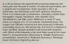 Q: A 49 y/o woman has experienced increasing weakness and chest pain over the past 6 months. On physical examination, she is afebrile and normotensive. Motor strength is 5/5 in all extremities, but diminishes to 4/5 with repetitive movement. There is no muscle pain or tenderness. Laboratory studies show hemoglobin, 14g/dL; hematocrit, 42%; platelet count, 246,000/mm3; and WBC count, 6480mm3. A chest CT scan shows an irregular 10 x 12 cm anterior mediastinal mass. The surgeon has difficulty removing the mass because it infiltrates surrounding structures. Microscopically, the mass is composed of large, spindled, atypical epithelial cells mixed with lymphoid cells. Which of the following is the most likely cause of this mass lesion? a. Extrapulmonary tuberculosis b. Hodgkin lymphoma c. Lymphoblastic lymphoma d. Malignant thymoma e. Metastatic breast carcinoma Organizing abscess