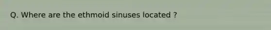 Q. Where are the ethmoid sinuses located ?