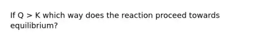 If Q > K which way does the reaction proceed towards equilibrium?