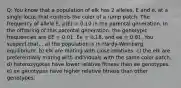 Q: You know that a population of elk has 2 alleles, E and e, at a single locus that controls the color of a rump patch. The frequency of allele E, p(E) = 0.10 in the parental generation. In the offspring of this parental generation, the genotypic frequencies are EE = 0.01, Ee = 0.18, and ee = 0.81. You suspect that... a) the population is in Hardy-Weinberg equilibrium. b) elk are mating with close relatives. c) the elk are preferentially mating with individuals with the same color patch. d) heterozygotes have lower relative fitness than ee genotypes. e) ee genotypes have higher relative fitness than other genotypes.