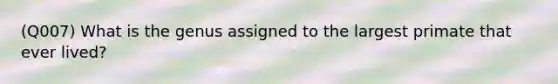 (Q007) What is the genus assigned to the largest primate that ever lived?