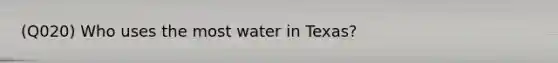 (Q020) Who uses the most water in Texas?