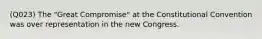 (Q023) The "Great Compromise" at the Constitutional Convention was over representation in the new Congress.