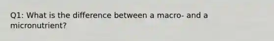 Q1: What is the difference between a macro- and a micronutrient?
