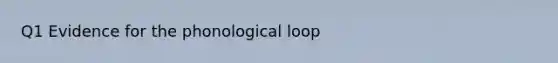 Q1 Evidence for the phonological loop