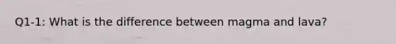 Q1-1: What is the difference between magma and lava?