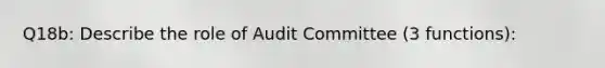 Q18b: Describe the role of Audit Committee (3 functions):