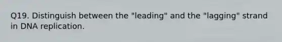 Q19. Distinguish between the "leading" and the "lagging" strand in DNA replication.