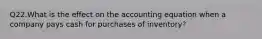 Q22.What is the effect on the accounting equation when a company pays cash for purchases of inventory?