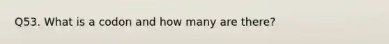 Q53. What is a codon and how many are there?