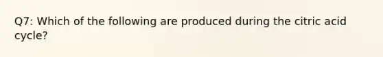 Q7: Which of the following are produced during the citric acid cycle?